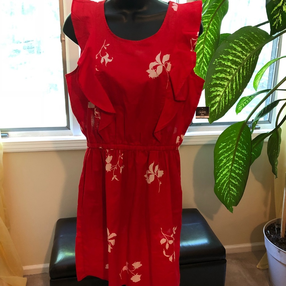 2 FOR $20 City Streets New Red/White Dress 100% Cotton